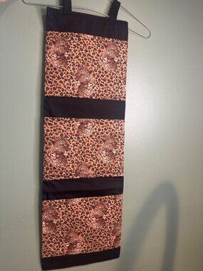 Handmade Leopard Print Wall Pocket Organizer Hanging Storage Animal Print Decor